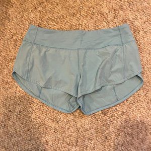 Lululemon, hotty hot low rise, 2.5 length, baby blue, size 6, barely worn